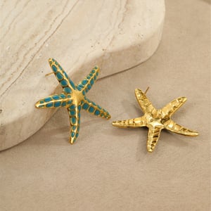 Romantic Vacation Geometric Stainless Steel Gold Color Women's Stud Earrings h5 Picture3