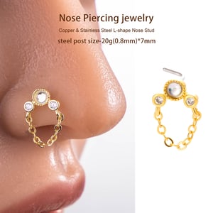 1 Piece Copper Gold Color Zircon  Nose Stud h5 Picture4