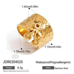 1 stuk romantische serie kersen roestvrij staal goudkleurige statement ringen h5 Afbeelding2