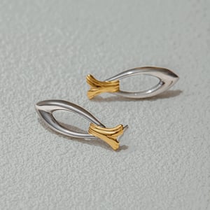 1 Pair Personality Fish Stainless Steel Gold Color Women's Stud Earrings h5 Picture5