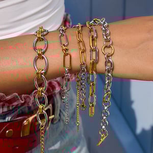 1 Piece Simple Patchwork Stainless Steel Gold Color Women's Chain Bracelets h5 Picture2