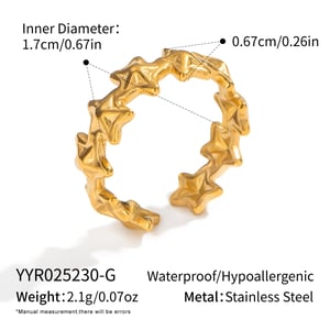 1 Piece Simple Star Stainless Steel Gold Color Minimalist Ring h5