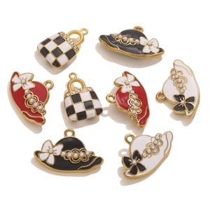 1 Piece DIY Checkerboard Bag Stainless Steel Women's Pendants h5 Picture3