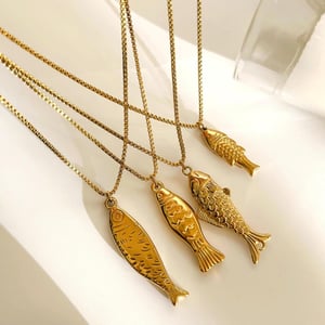 1 Piece Fish Stainless Steel Gold Color Pendant Necklace h5 Picture4