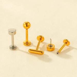 1 Piece Simple Stainless Steel Gold Color Zircon Piercings Earring h5 Picture3