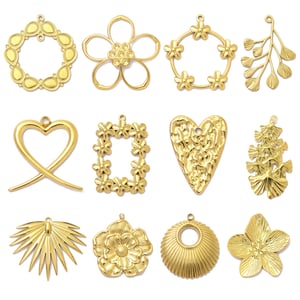 1 Piece Classic Series Daily Flower Stainless Steel Gold Color Women's Pendants h5 Picture4