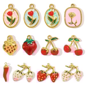 1 Piece Romantic Series DIY Cherry Stainless Steel Gold Color Women's Pendants h5 Picture4