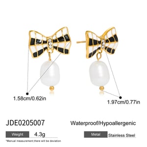 1 Pair Cute Bow Knot Stainless Steel Gold Color Women's Drop Earrings h5 Picture2