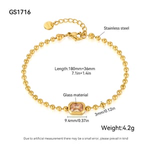 1 Stück einfarbiges Perlenarmband aus Edelstahl h5 Bild2