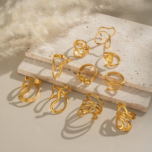 1 Piece Simple Series Daily Irregular Shape Stainless Steel Gold Color  Statement Rings h5 Picture4