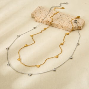 Three Dimensional Heart Shaped Stainless Steel Chain DIY Women's Necklace h5 Picture3