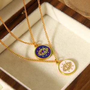 1 collar con colgante de ojo de diablo de acero inoxidable para mujer h5 Imagen7