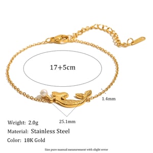 1 Piece Mermaid Shape Stainless Steel Gold Color Women's Charm Bracelets h5