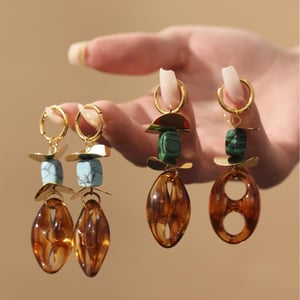 1 Pair Retro Irregular Oval Shape Stainless Steel Gold Color Women's Drop Earrings h5 Picture7