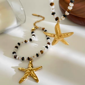 Natural Stone Starfish Necklace Set h5 Picture4