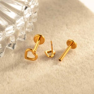 1 Stück Herz Titanlegierung Goldfarben Piercing Ohrring h5 Bild3