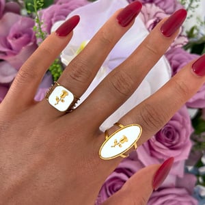1 pezzo semplice serie retrò fiore in acciaio inossidabile color oro anelli minimalisti h5 Immagine8