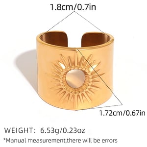 1 Piece Simple Series Simple Sun Stainless Steel   Gold Color  Minimalist Rings h5 Picture2