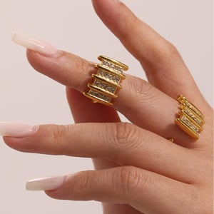 1 Piece Modern Rectangle Stainless Steel Gold Color Statement Rings h5 Picture3