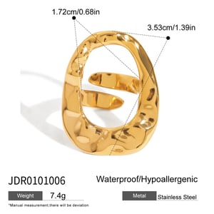 1 Piece Irregular Oval Stainless Steel Gold Color Statement Rings h5 Picture2