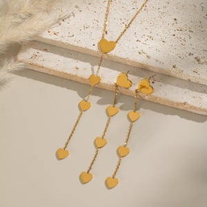 1 Paar einfache Herz-Edelstahl-Goldfarben-Damenketten h5 Bild2