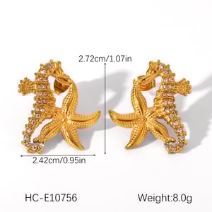 Simple  Animal Stainless Steel   Gold Color  Zircon Women's Stud Earrings h5 Picture2