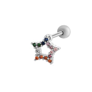 1 Piece Star Copper Gold Color Zircon Piercing Earring h5