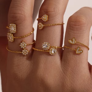 1 Piece Luxurious Heart Stainless Steel Gold Color Women's Gemstone Rings h5 Picture8