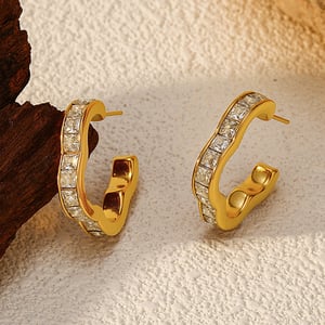 1 Pair Irregular Shape Stainless Steel  Gold Color Drop Earrings h5 Picture4