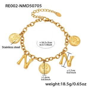 1 Piece Daily Letter Stainless Steel Gold Color Women's Charm Bracelets h5 Picture2