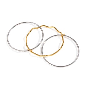 1 Piece Simple Series Daily Mixed Gold Color And Silver Colors  Women's Bangles h5 Picture6