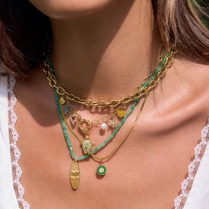 1 Piece Natural Green Turtle Stainless Steel Gold Color Women's Pendant Necklaces h5 Picture5