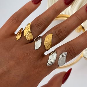 1 Stück Simple Series Natural Wings Edelstahl Statement Ringe für Damen h5 Bild6
