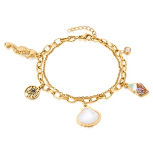 1 Stück Retro Muschel Edelstahl Goldfarben Charm Armband h5