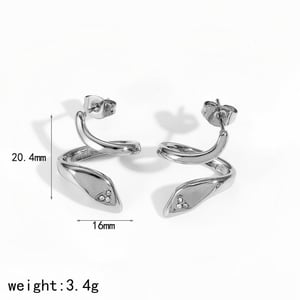 1 Pair Simple Curse Stainless Steel Gold Color Women's Stud Earrings h5