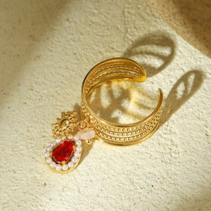 1 Stück Statement-Ring aus Edelstahl in Goldfarbe h5 Bild2