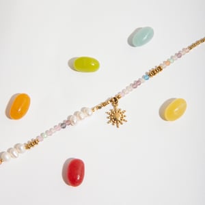 1 Piece Polychrome Beads Sun Stainless Steel Gold Color Women's Pendant Necklaces h5 Picture5