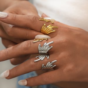 1 stuk Casual Wings roestvrij staal goudkleurige statement ringen h5 Afbeelding5
