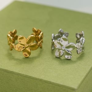 1 Piece Simple  Elegant Flower Stainless Steel  Gold Color  Minimalist Rings h5 Picture4