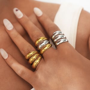 1 Piece Simple Series Casual Circle Stainless Steel   Gold Color  Minimalist Rings h5 Picture3