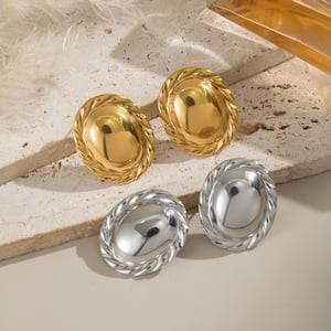 1 Pair Simple  Daily Circle Stainless Steel Gold Color  Women's Stud Earrings h5 Picture3