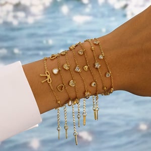 1 Stück Herz Edelstahl Goldfarben Charm Armband h5 Bild5