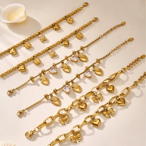 1 Piece Luxurious Bear Stainless Steel Gold Color Women's Charm Bracelets h5 Picture7