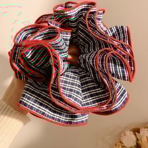 1 Piece Romantic High - end Retro Navy Checkered Women's Scrunchies h5 Picture4