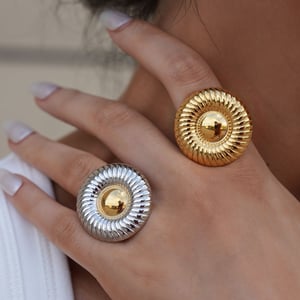 1 Piece Simple Series Casual Circle Stainless Steel  Gold Color Minimalist Rings h5 Picture8