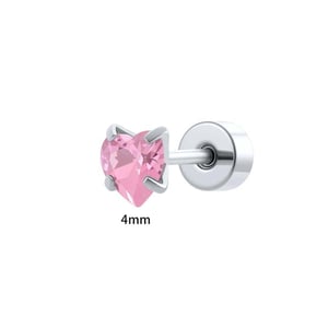 1 Piece Stainless Steel Heart Zircon Piercing Earring h5 Picture2