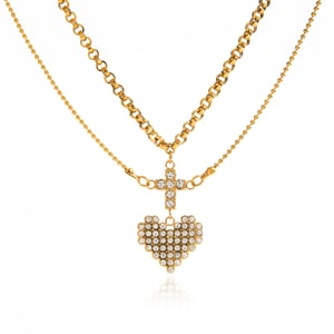 1 Piece Romantic Heart Stainless Steel Gold Color Women's Layered Necklaces h5 Picture8