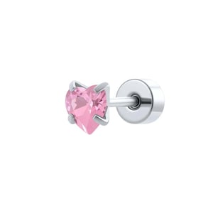 1 Piece Stainless Steel Heart Zircon Piercing Earring h5