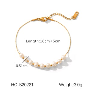1 Pair Simple Series Daily Beads Stainless Steel   Gold Color  Pearl Women's Beaded Bracelets h5 Picture2