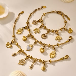 1 Piece Simple Heart Stainless Steel Gold Color Women's Charm Bracelets h5 Picture3